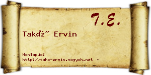 Takó Ervin névjegykártya